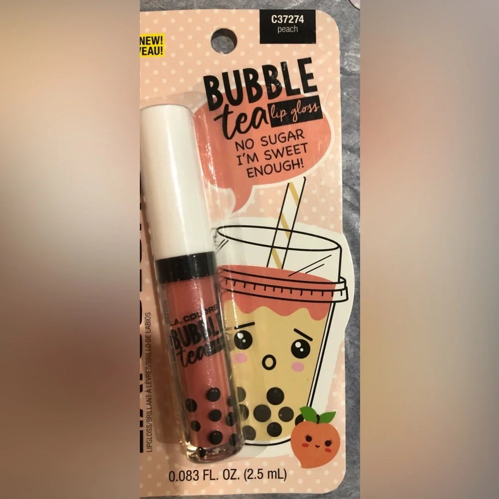 2pack strawberry matcha,‎ peach, chocolate latte & vanilla bubble tea lip gloss